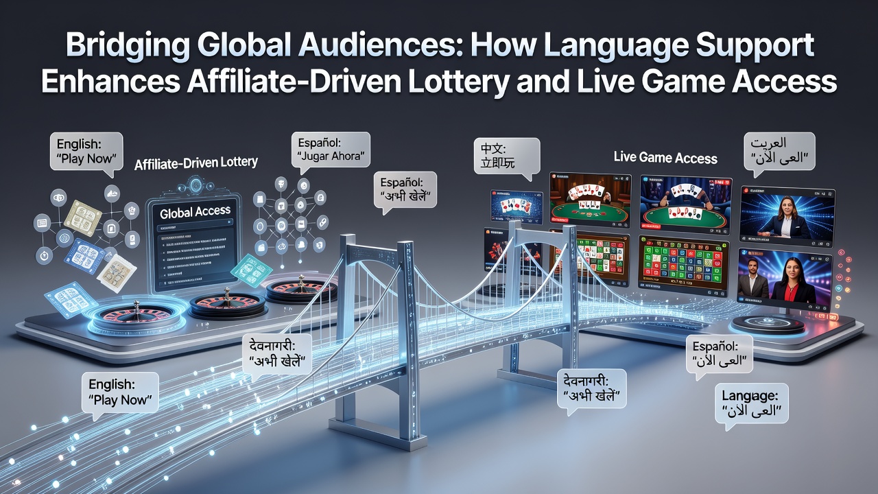 Affiliate dashboard displaying real-time performance metrics for lottery and live casino referrals across multiple languages