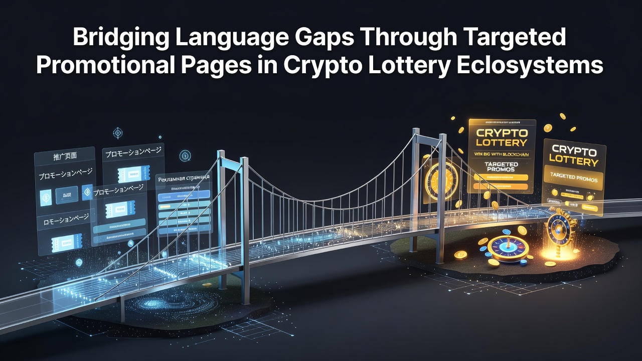 Overview of multilingual promotional interfaces in crypto lottery platforms showing language selection options and localized bonus structures