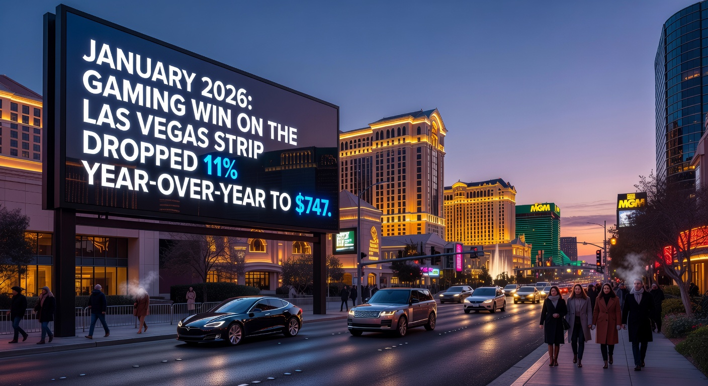 Detailed charts showing Nevada gaming revenue trends with bars for Strip, slots, and tables over recent months