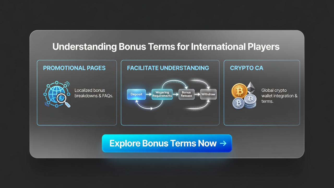 International player reviewing bonus terms on a crypto casino promotional page
