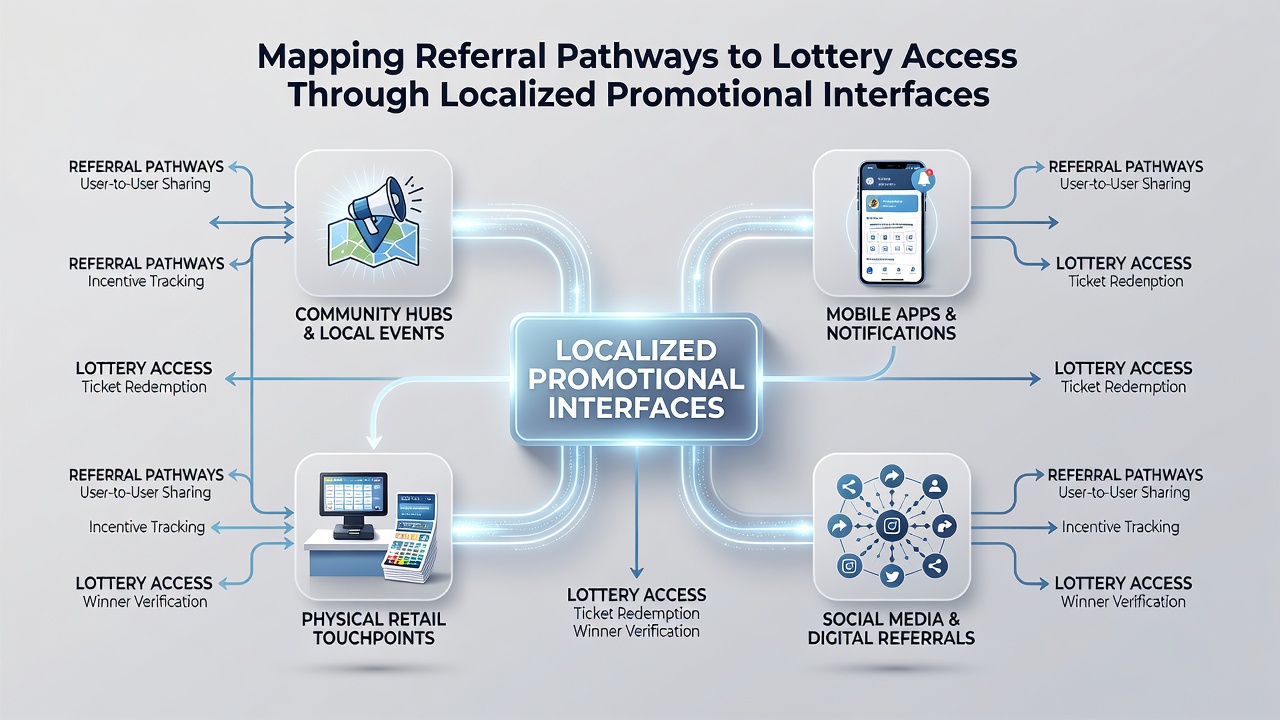 Map showing geographic distribution of localized promotional interfaces for lottery referrals in multiple countries