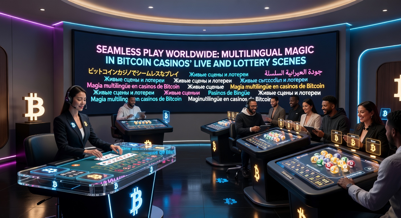 Multilingual live lottery draw interface showing translations in English, Spanish, Chinese, and Arabic on a casino platform